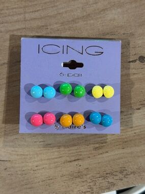 Icing Stud Earring Set Pink Turquoise Green Yellow Orange